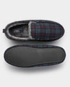 Grey Red Blue Check Moccasin Slippers
