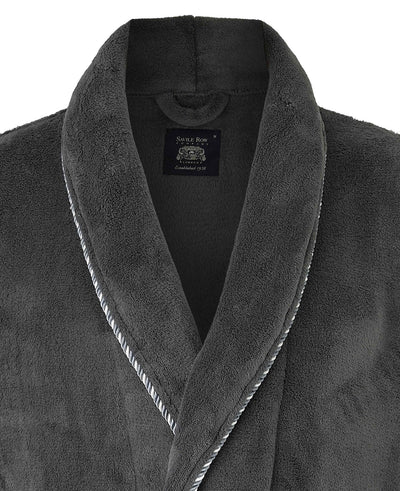 Grey Rope Edge Fleece Dressing Gown