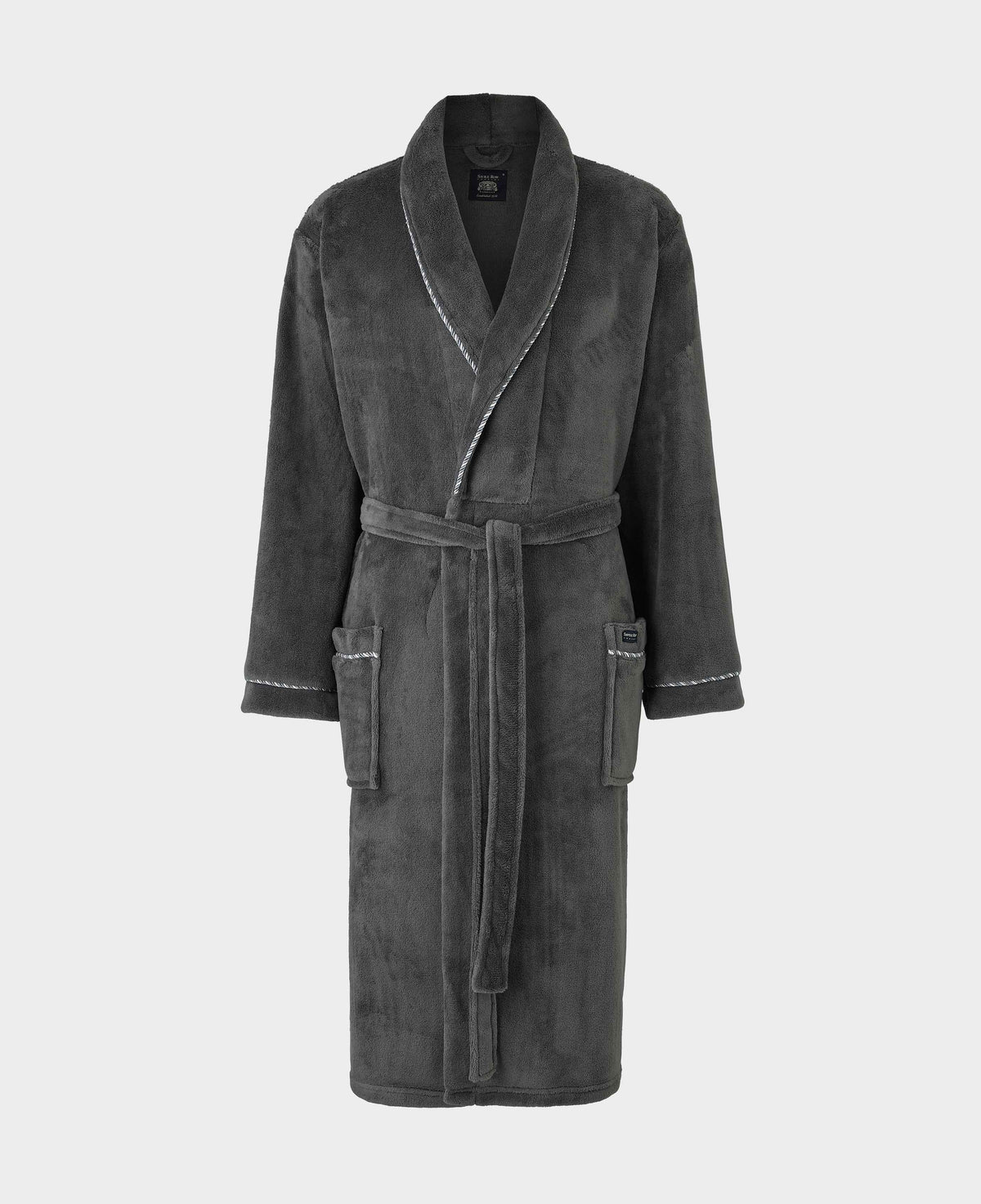 Grey Rope Edge Fleece Dressing Gown