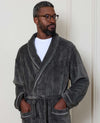 Grey Rope Edge Fleece Dressing Gown