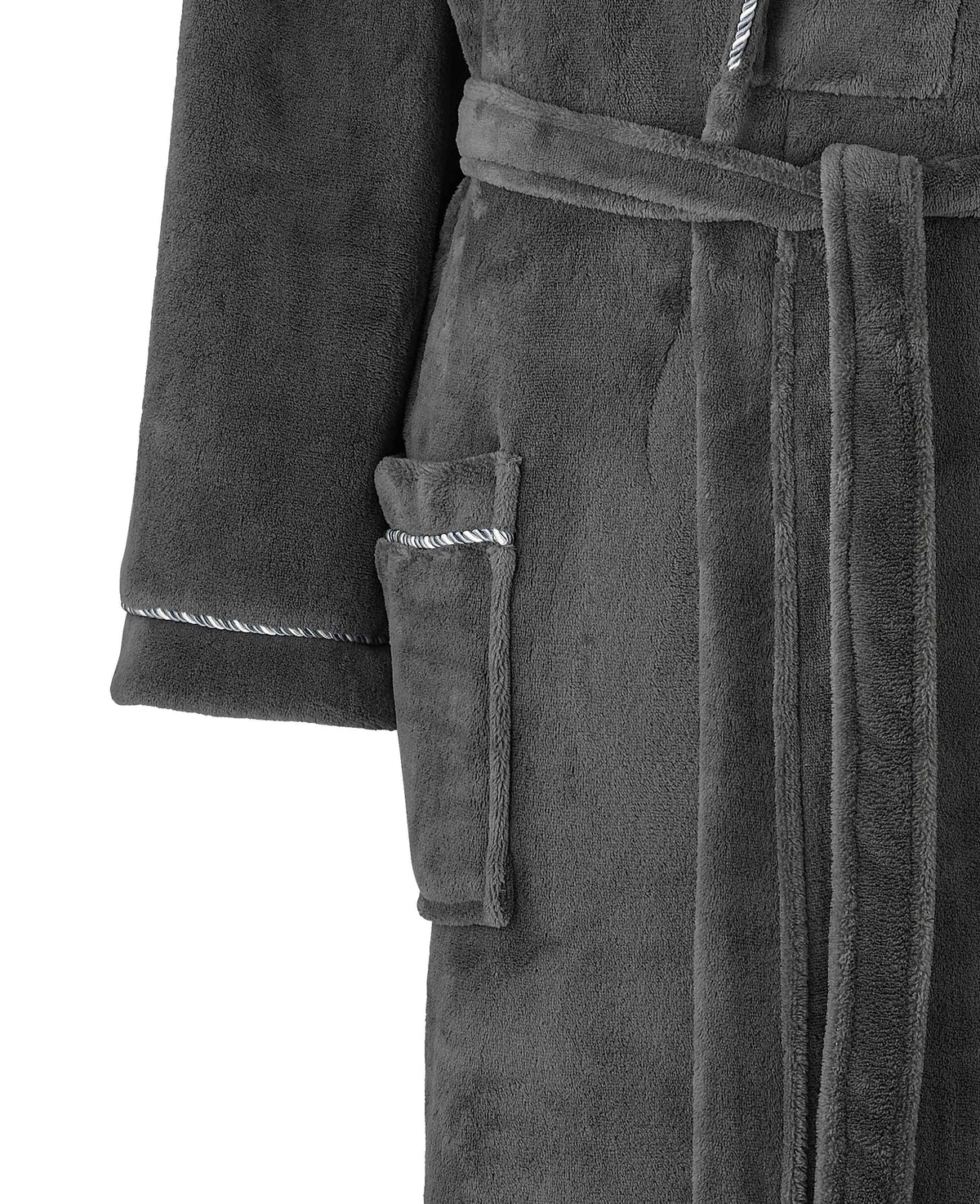 Grey Rope Edge Fleece Dressing Gown