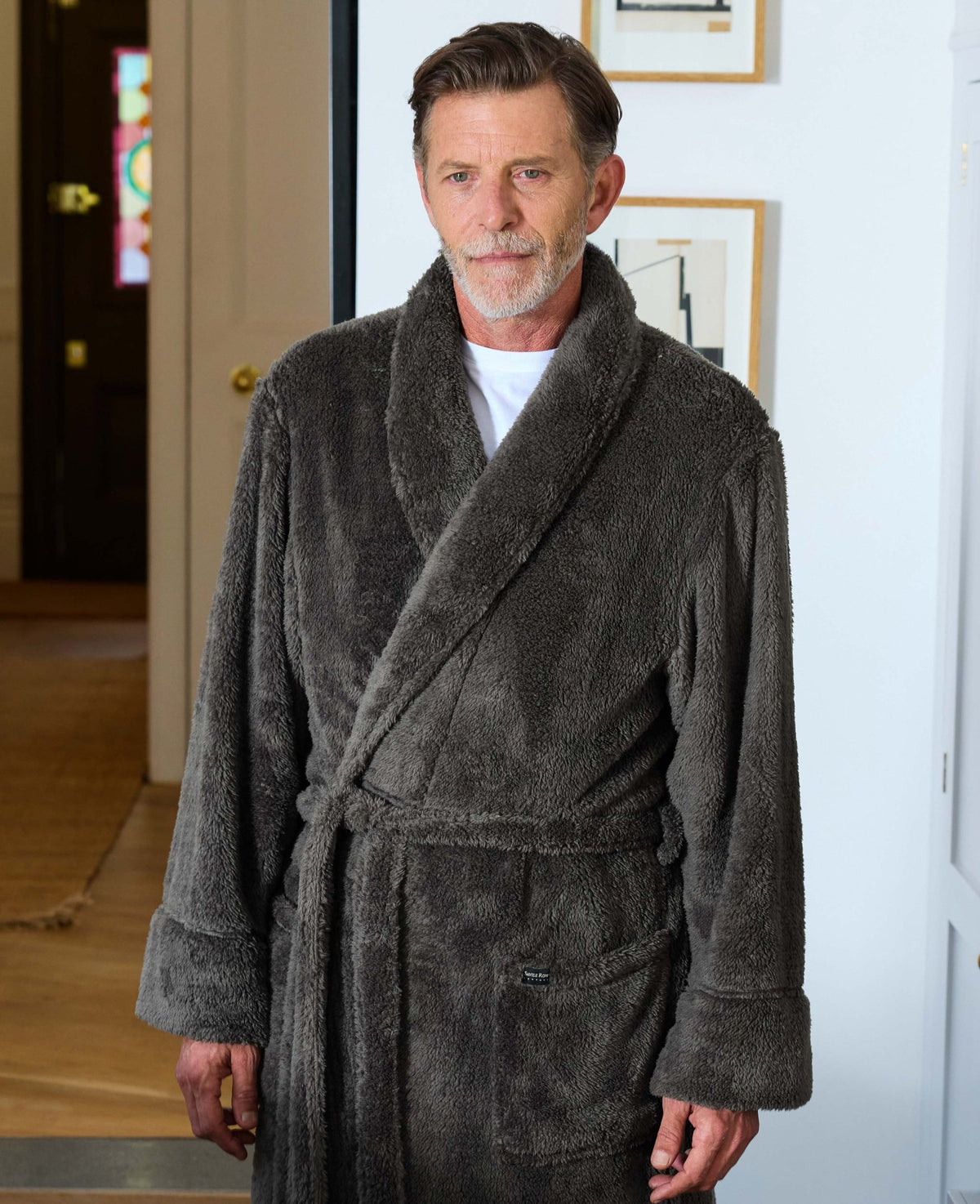 Grey Teddy Fleece Dressing Gown