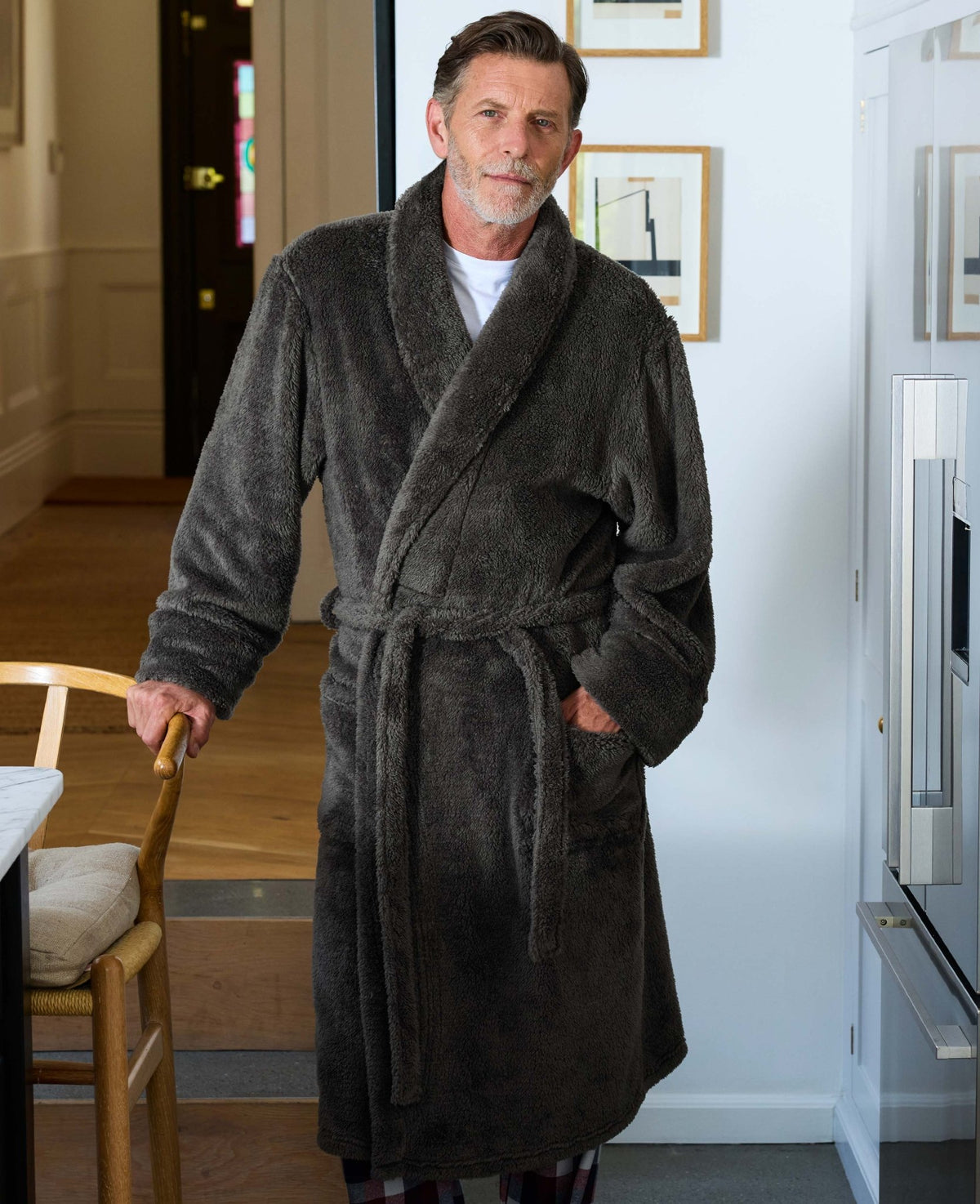 Grey Teddy Fleece Dressing Gown