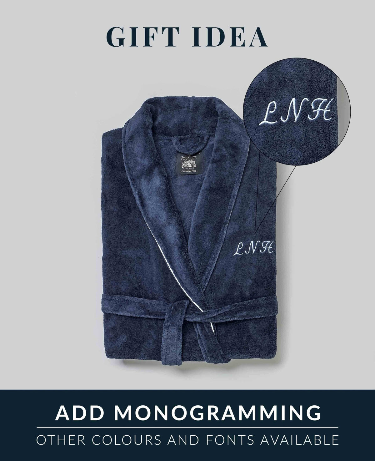 Men's Grey Teddy Fleece Dressing Gown monogram your gown