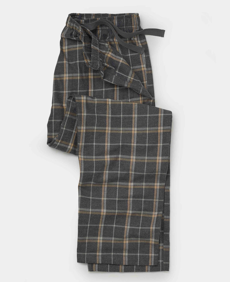 Grey Tan Check Brushed Cotton Lounge Pants