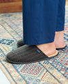Grey Taupe Check Mule Slippers