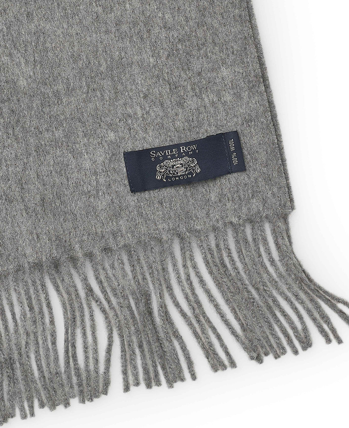 Grey Virgin Wool Fringed Scarf
