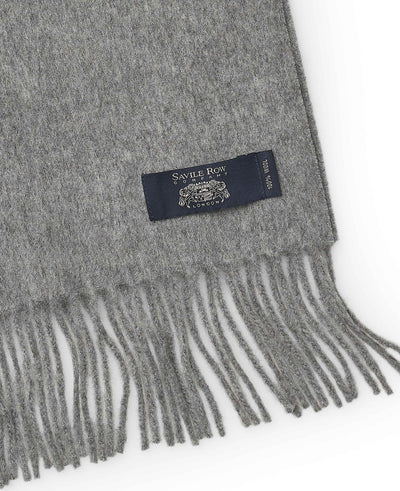 Grey Virgin Wool Fringed Scarf