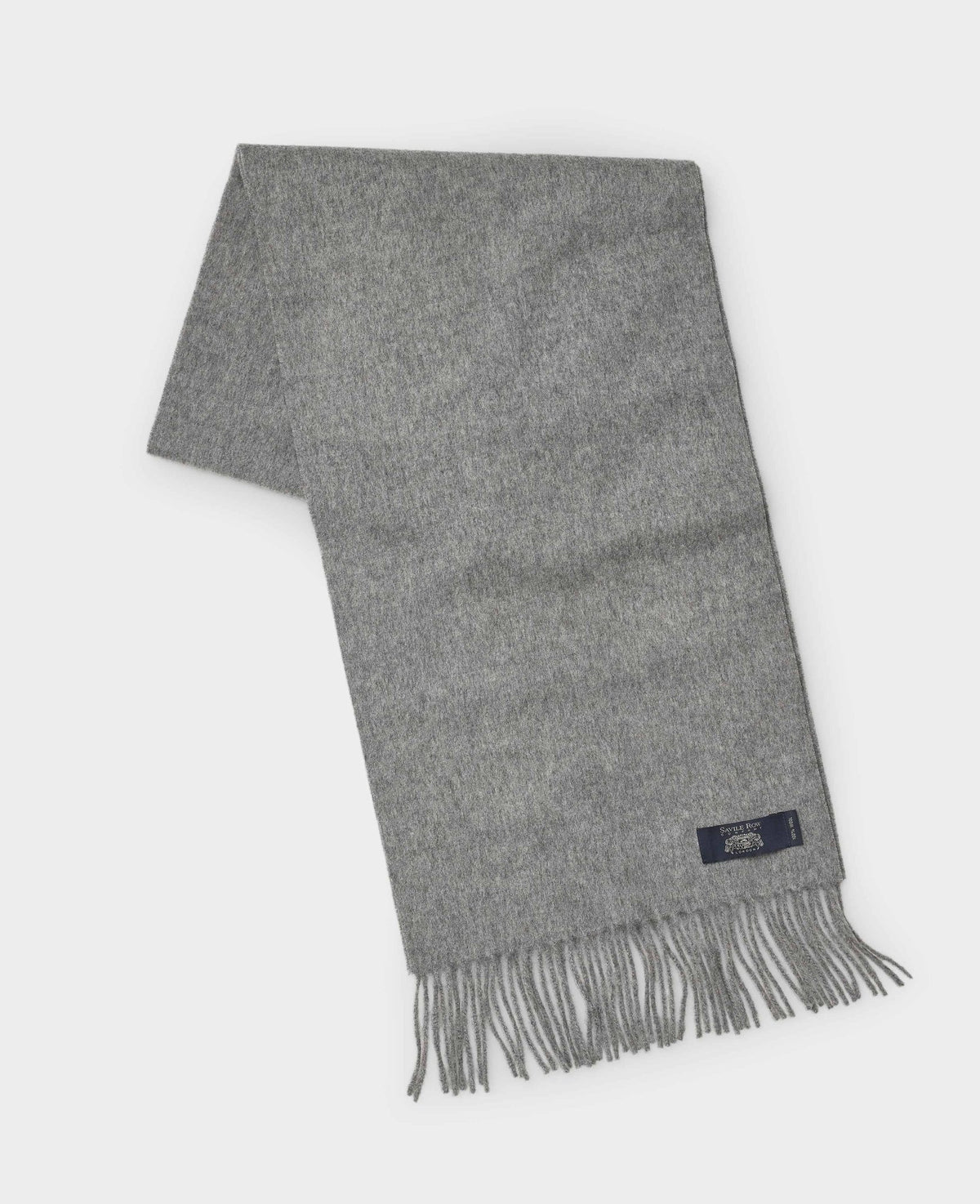 Grey Virgin Wool Fringed Scarf