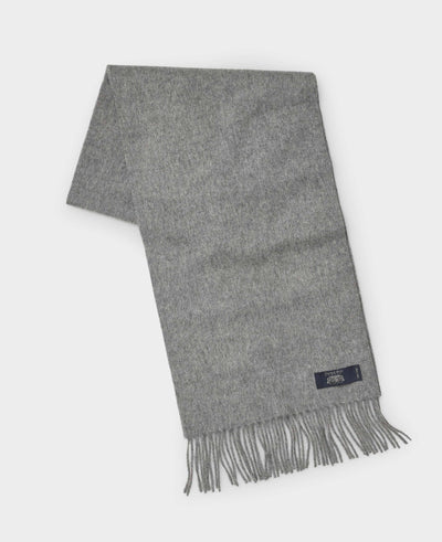 Grey Virgin Wool Fringed Scarf