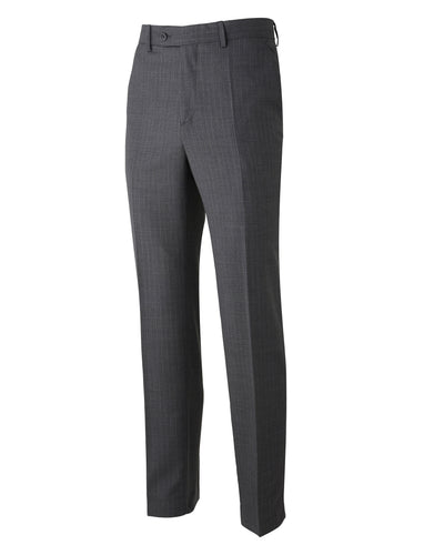 Men's Grey And White Wool-Blend Striped Tailored Suit Trousers