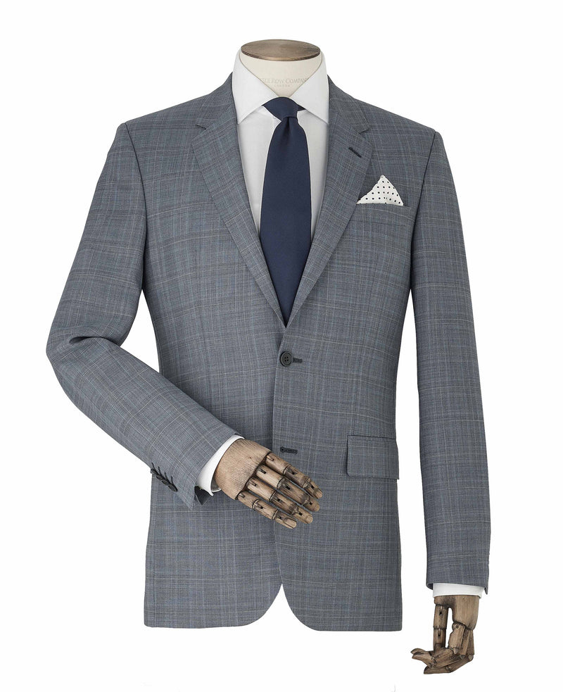 Grey Windowpane Check Tailored Suit Jacket Shot - MSUIT356GRY