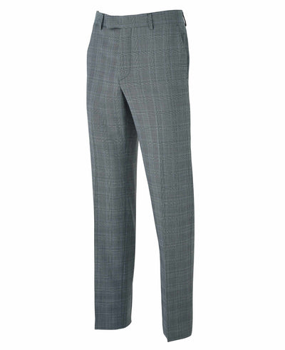 Men's Grey Windowpane Check Tailored Suit Trousers