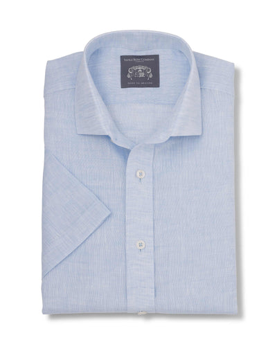 Men's pale blue linen made-to-measure shirt