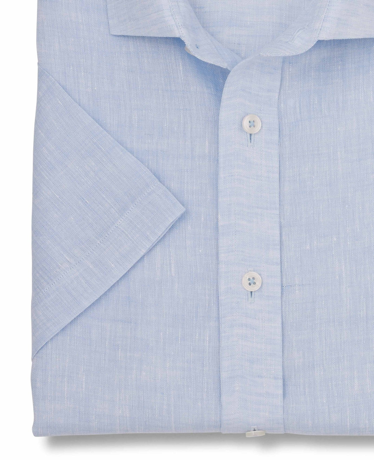 harold pale blue linen made to measure shirt cuff detail