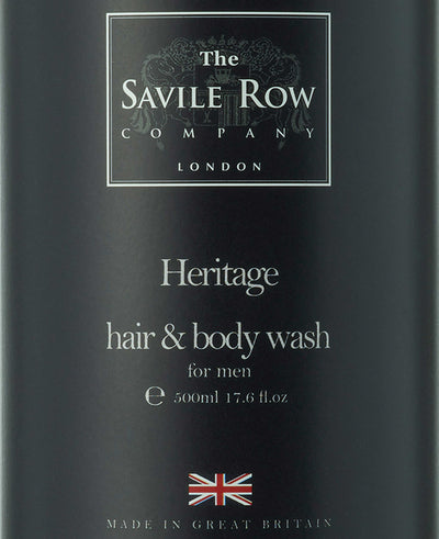 close up of the hair and body wash label