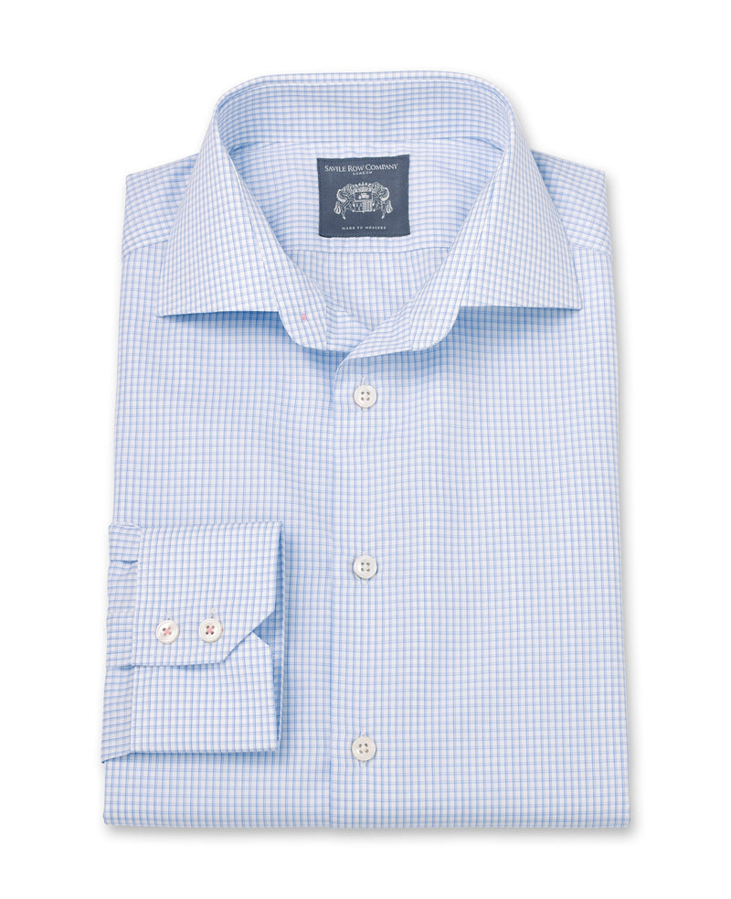 Men's blue grid-check made-to-measure shirt