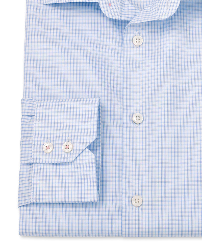 Jack Blue Grid Check Made To Measure Shirt CUFF DETAIL