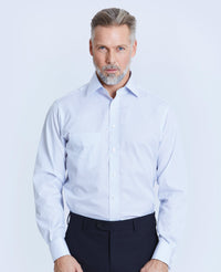 jeffrey blue navy white fine stripe made to measure shirt model 1