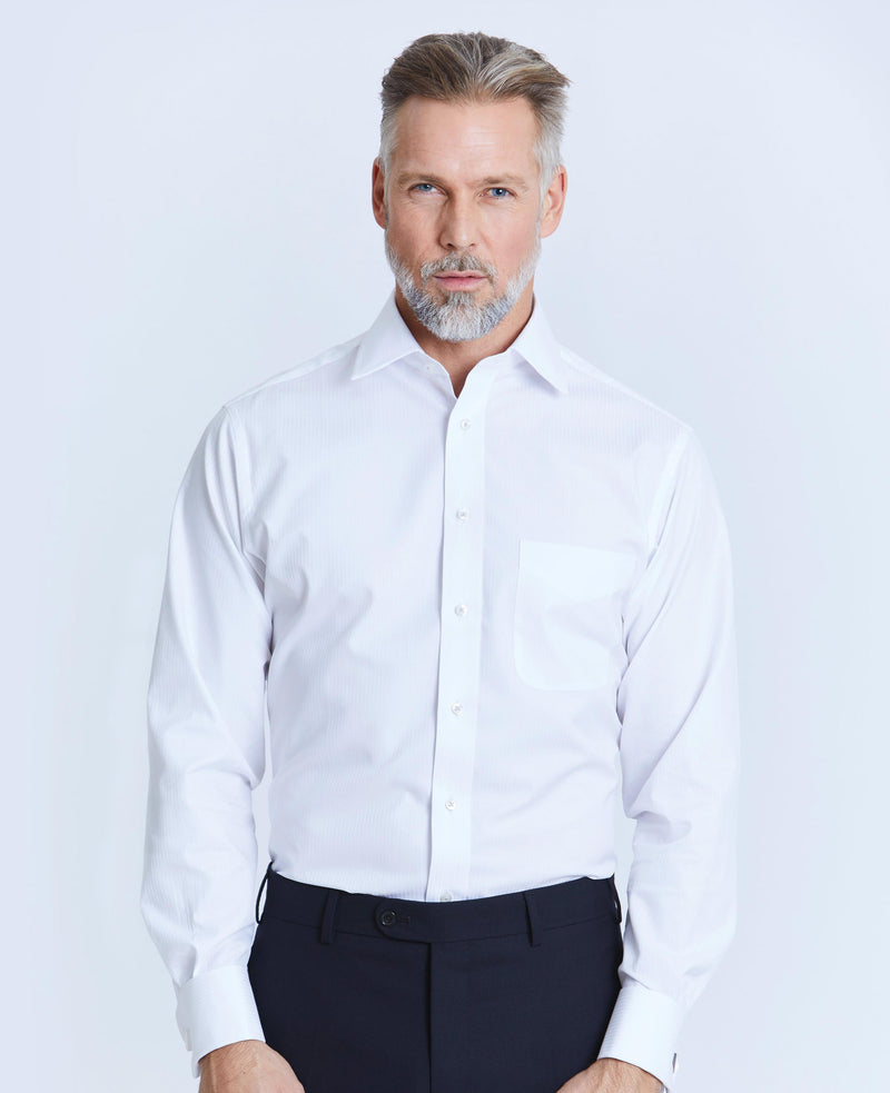 John White Fine Satin Stripe Made-To-Measure Shirt