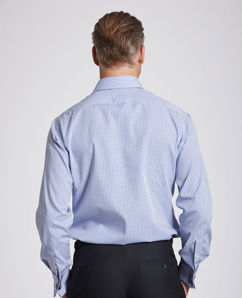 Joseph Blue Gingham Made To Measure Shirt MODEL BACK SHOT