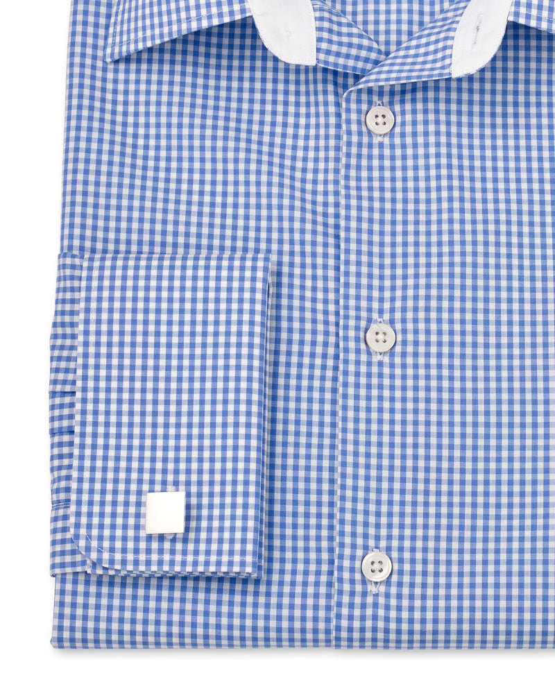 Joseph Blue Gingham Made To Measure Shirt CUFF DETAIL