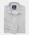 Khaki White Stripe Cotton Classic Fit Formal Shirt - Single Cuff