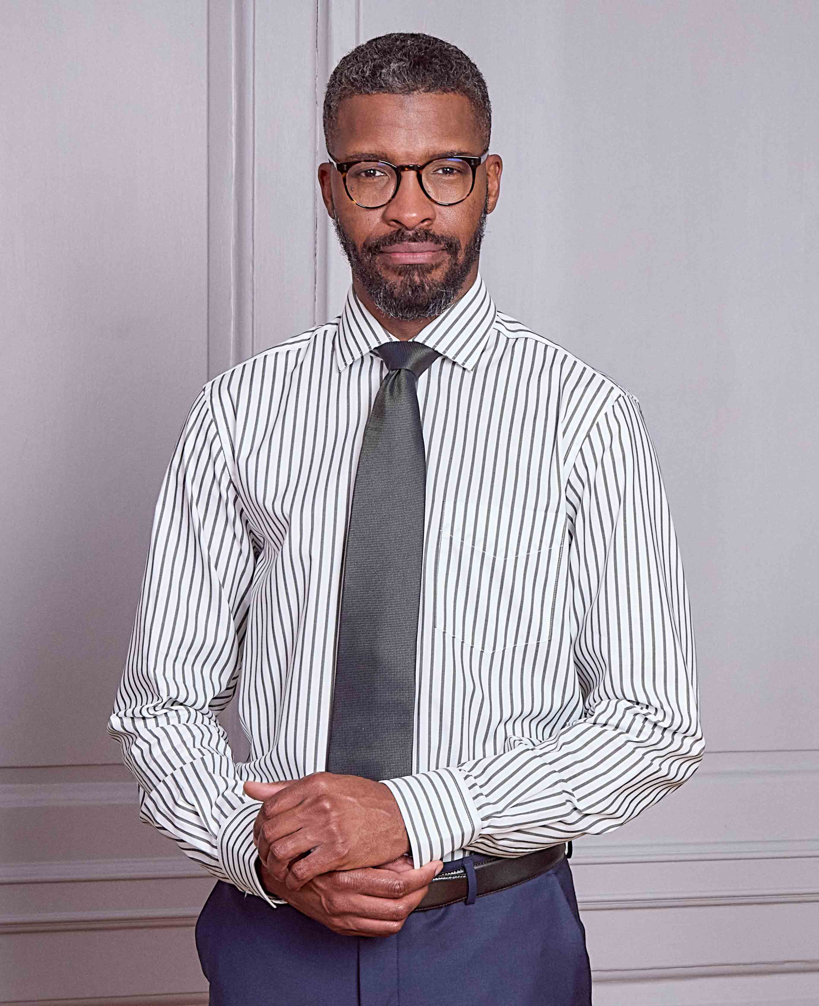 khaki pants white shirt tie