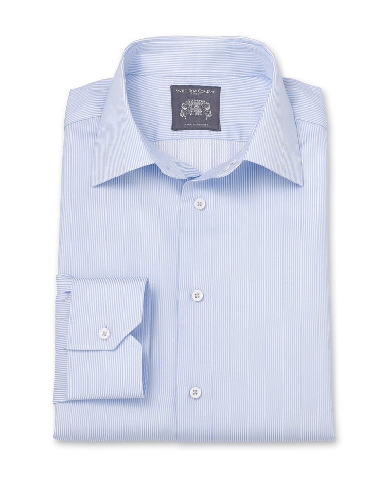 Leon Blue Satin Stripe Made-to-Measure Shirt