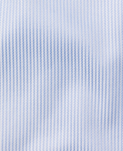 Leon Blue Satin Dobby Stripe Made To Measure Shirt FABRIC DETAIL