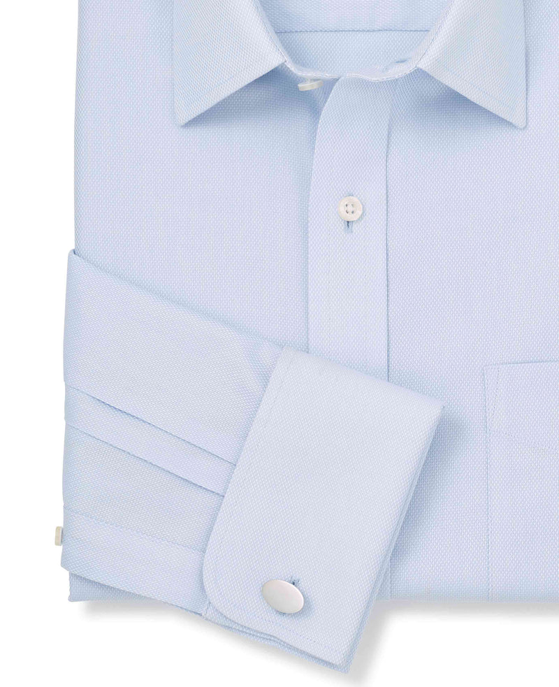 light blue cotton classic fit non iron shirt double cuff 2038lbl No Tie detail