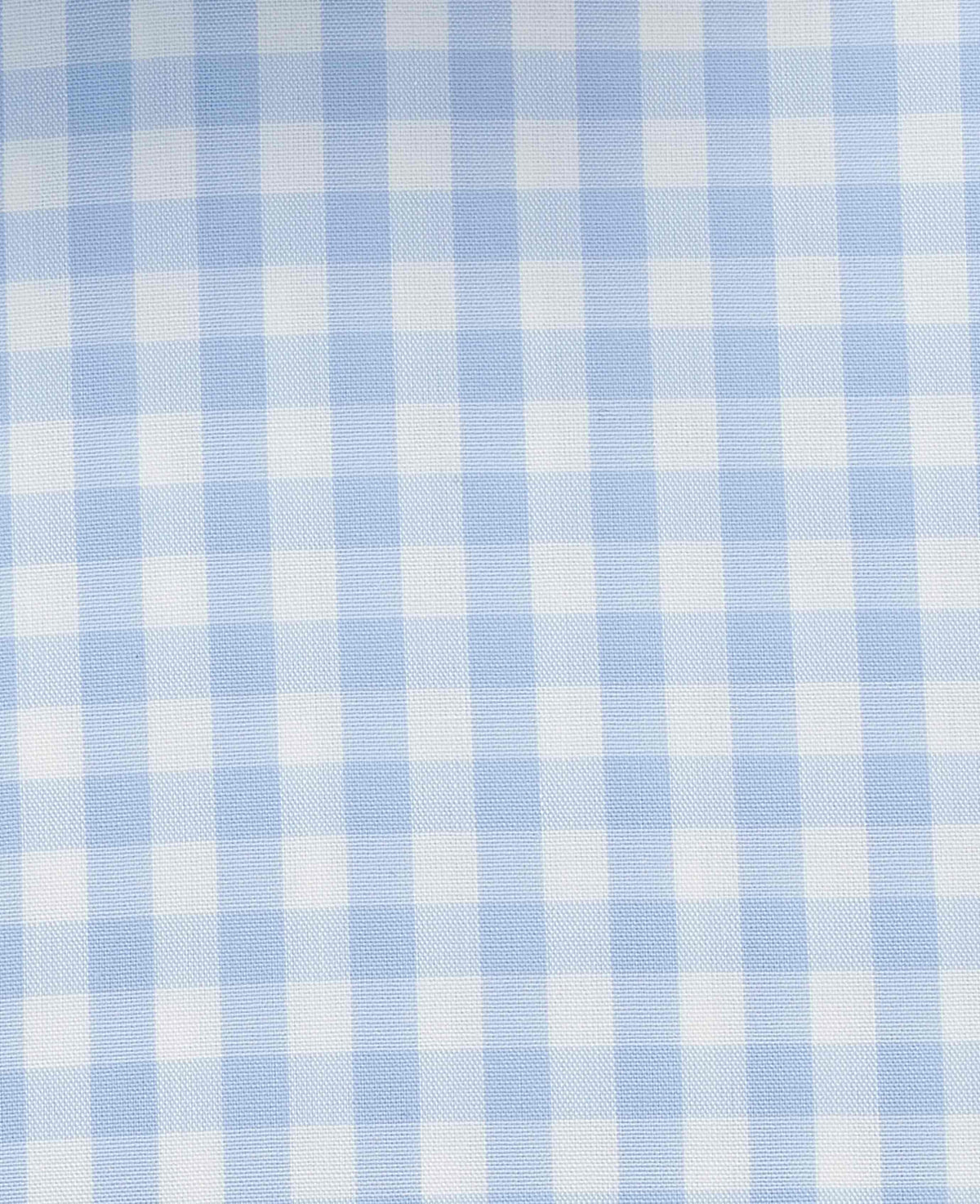 Men's Light Blue Cotton Poplin Gingham Check Classic Fit Non-Iron Shirt With Single Cuffs fabric detail