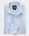 Light Blue Cotton Poplin Gingham Check Classic Fit Non-Iron Shirt - Single Cuff