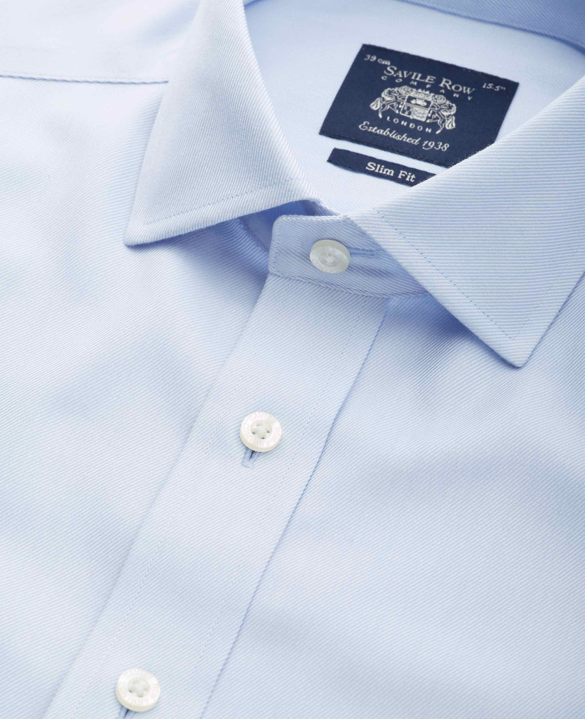 light blue cotton twill slim fit non iron shirt double cuff 2039pbl Detail