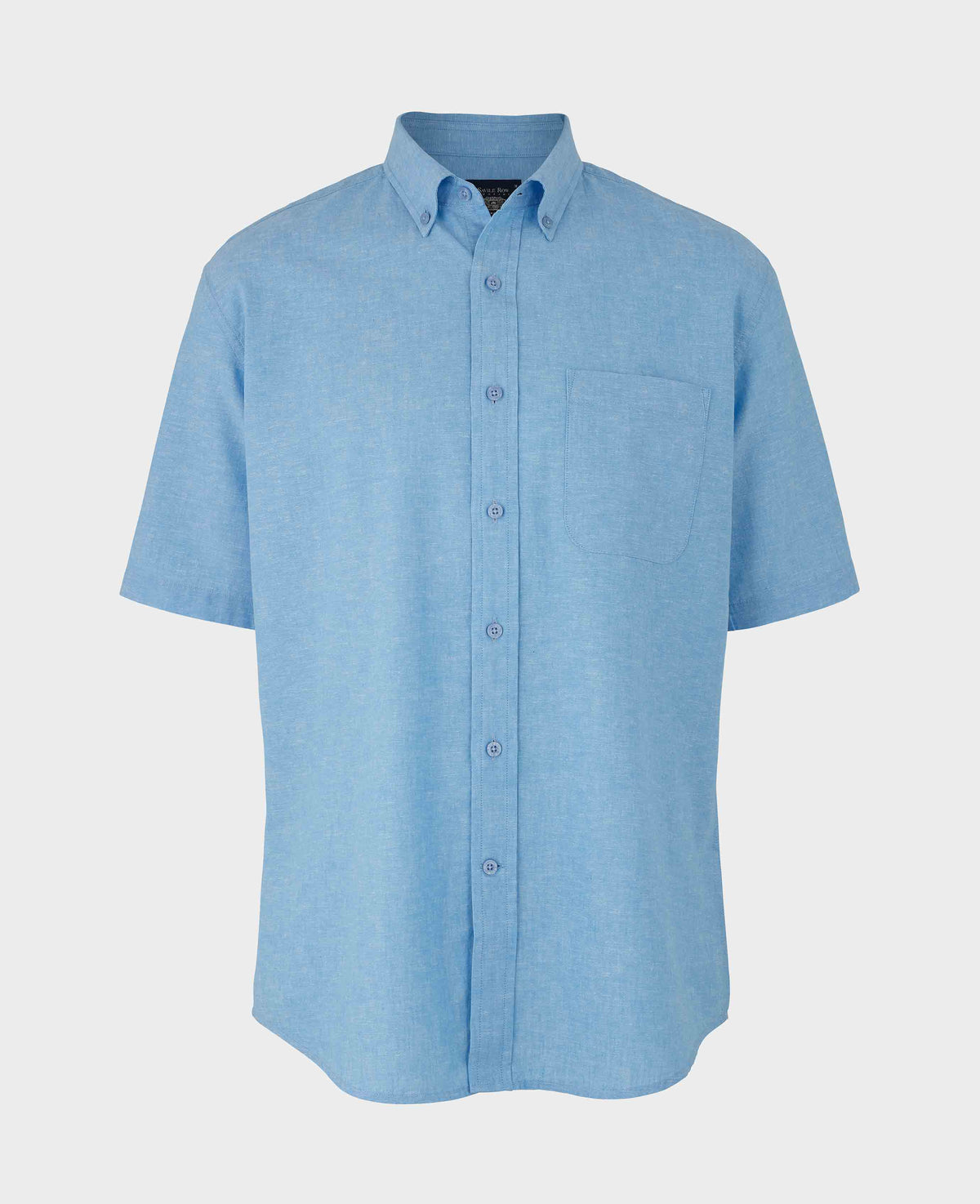 Men's Light Blue Linen Cotton Classic Fit Button-Down Short Sleeve Casual Shirt mannequin