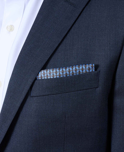 Light Blue Link Print Silk Pocket Square