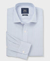 Light Blue Pinpoint Cotton Slim Fit Stripe Formal Shirt - Single Cuff