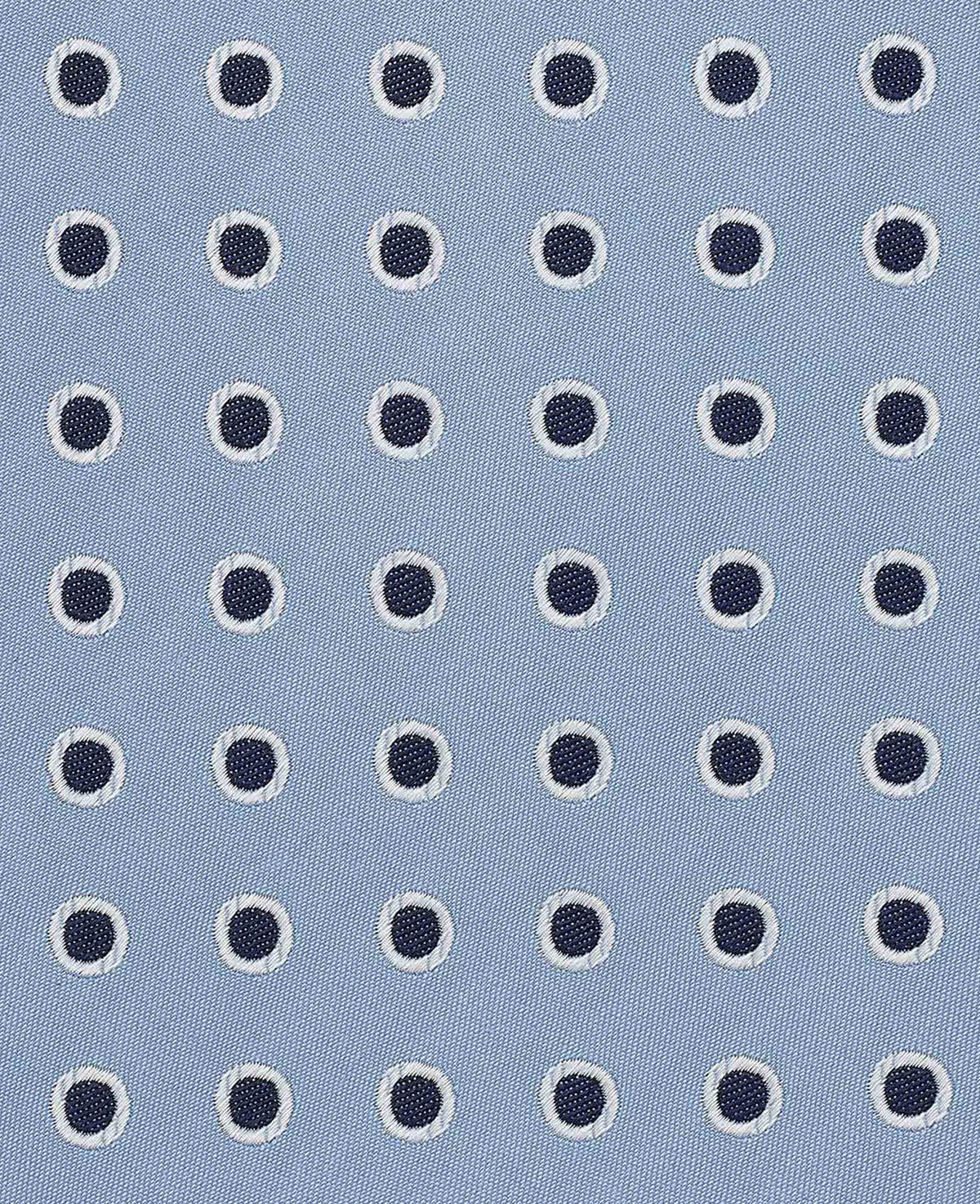 Men's Light Blue Polka Dot Seven Fold Silk Tie fabric detail