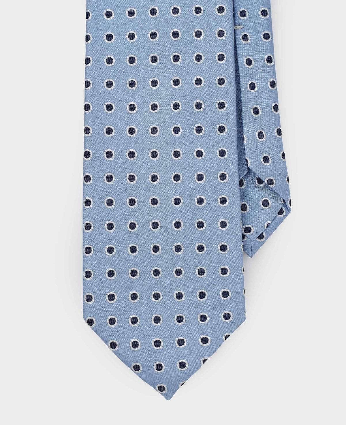 Men's Light Blue Polka Dot Seven Fold Silk Tie