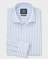 Light Blue Stripe Cotton Poplin Classic Fit Formal Shirt - Single Cuff