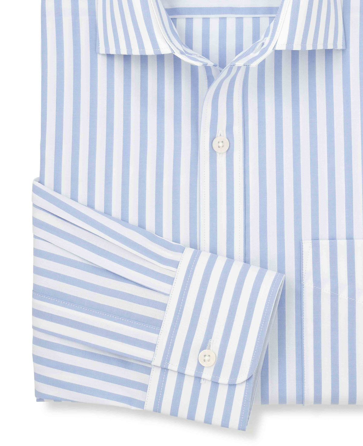 Light Blue Stripe Cotton Poplin Classic Fit Formal Shirt - Single Cuff