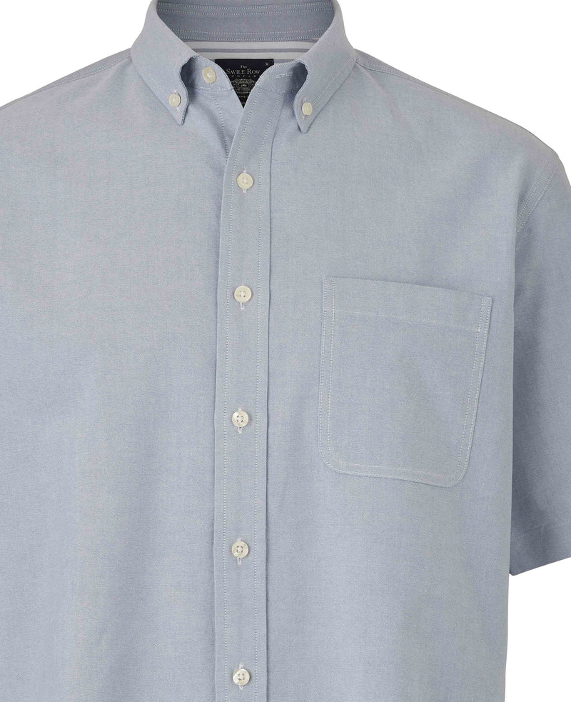 Light Denim Blue Classic Fit Short Sleeve Oxford Shirt