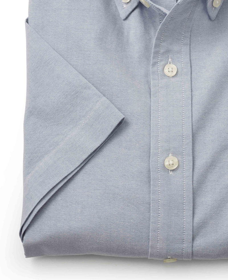 Light Denim Blue Classic Fit Short Sleeve Oxford Shirt