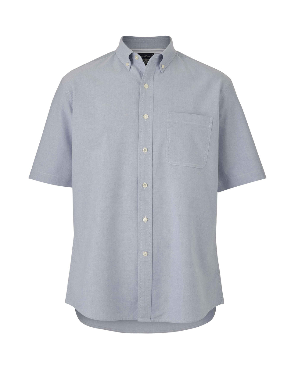 Men's Light Denim Blue Classic Fit Short Sleeve Oxford Casual Shirt ...