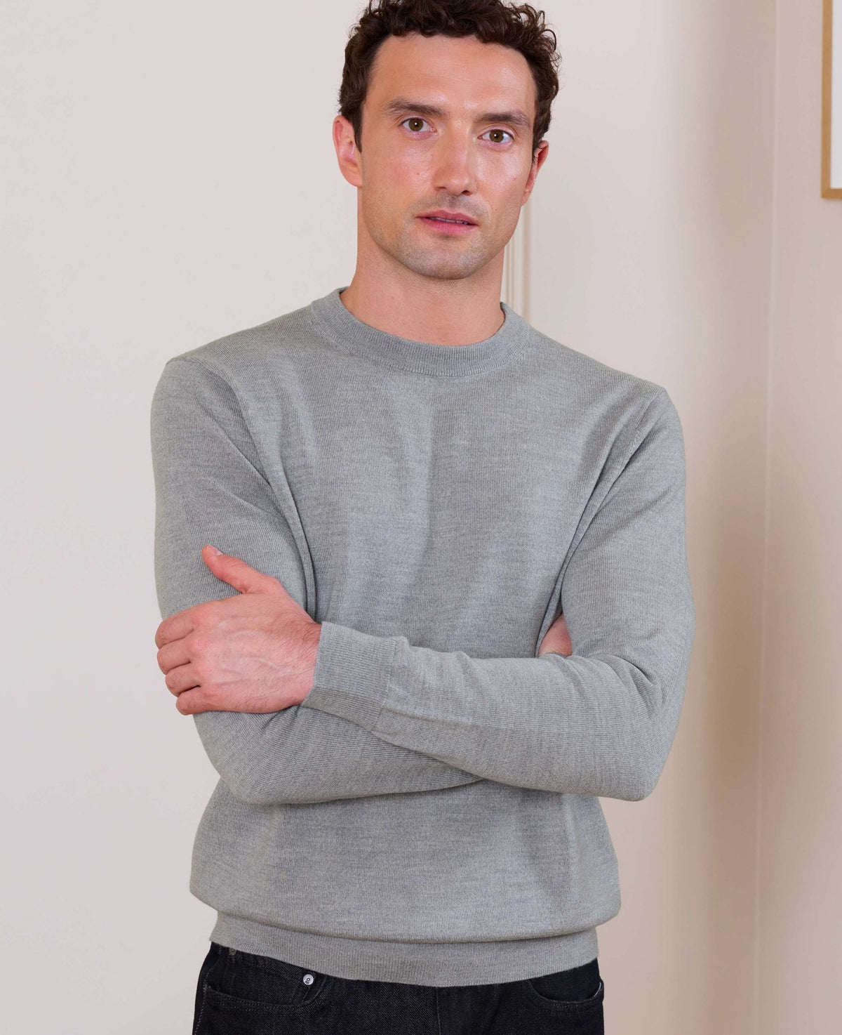 Light Grey Merino Wool Crew Neck Jumper