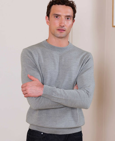Light Grey Merino Wool Crew Neck Jumper