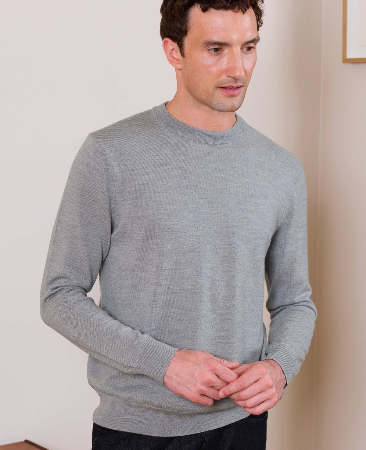 Light Grey Merino Wool Crew Neck Jumper