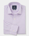 Lilac Cotton Gingham Check Slim Fit Formal Shirt - Single Cuff