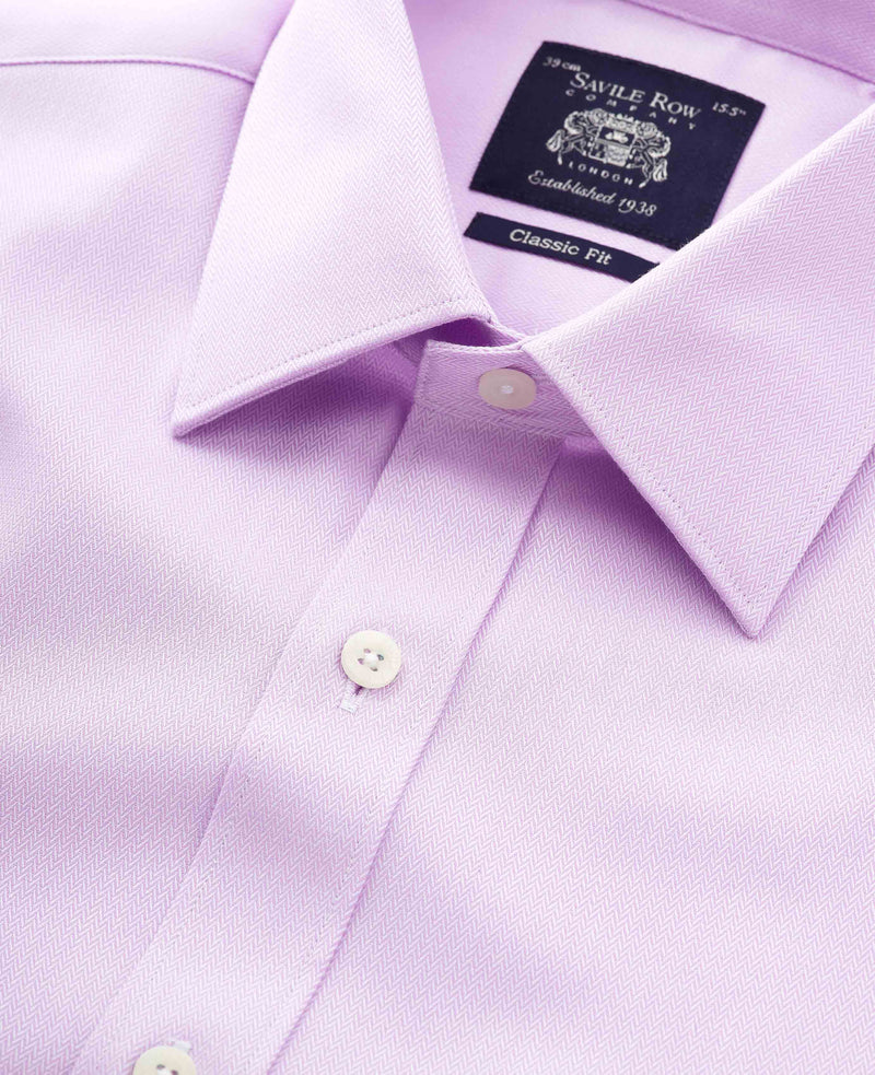 lilac cotton herringbone classic fit formal shirt double cuff 1503lil Detail