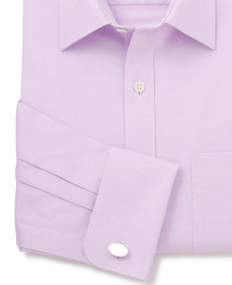 Lilac Cotton Herringbone Classic Fit Formal Shirt - Double Cuff